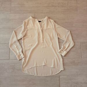 Apt 9 Blouse Long Sleeve Zipper V Neck Tunic Style Top White Small Lightweight